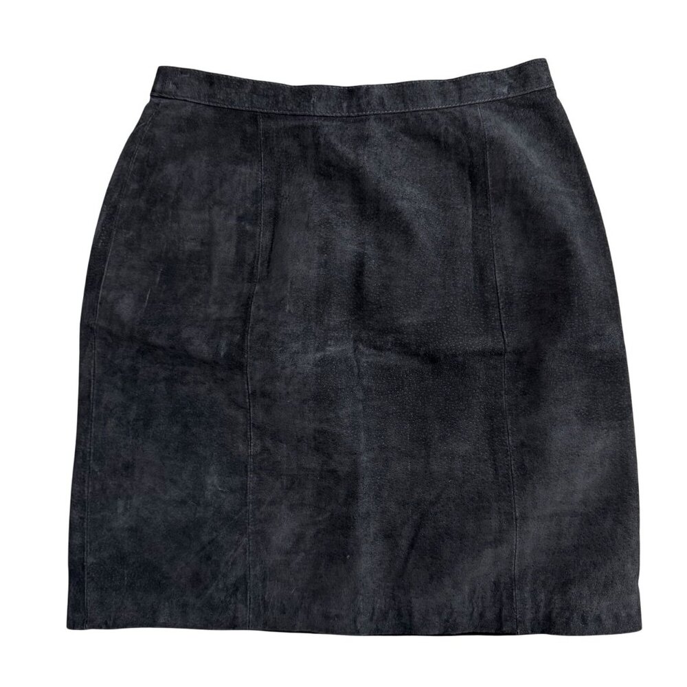 Vtg Winlit Womens Y2K Suede Leather Pencil Mini Skirt 26 90s 70s Boho Goth Lined